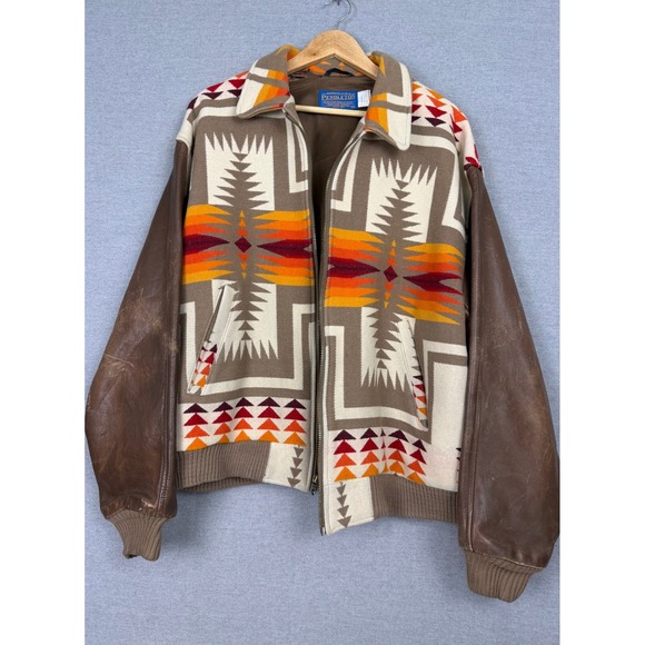 Pendleton Other - Vintage Pendleton Chief Joseph Wool Leather Bomber Jacket Mens XL Southwestern